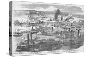 Mcclellan Burns the White House on the Pamunkey River as the Federal Flotilla Departs-Frank Leslie-Stretched Canvas