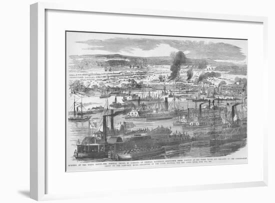 Mcclellan Burns the White House on the Pamunkey River as the Federal Flotilla Departs-Frank Leslie-Framed Art Print