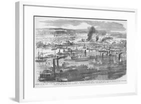 Mcclellan Burns the White House on the Pamunkey River as the Federal Flotilla Departs-Frank Leslie-Framed Art Print