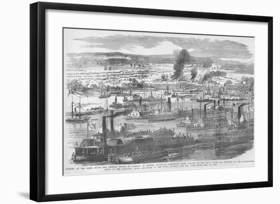 Mcclellan Burns the White House on the Pamunkey River as the Federal Flotilla Departs-Frank Leslie-Framed Art Print