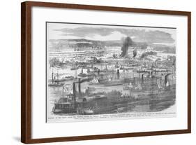 Mcclellan Burns the White House on the Pamunkey River as the Federal Flotilla Departs-Frank Leslie-Framed Art Print