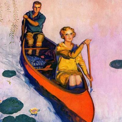 "Couple Paddling Caone,"August 1, 1929