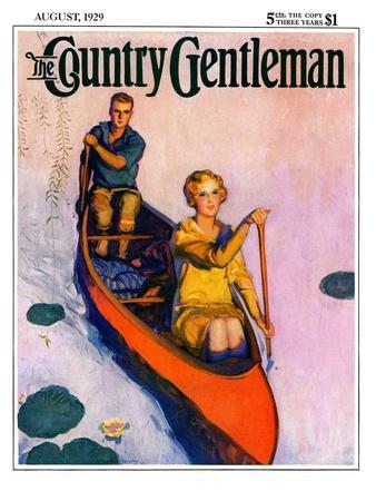 "Couple Paddling Caone," Country Gentleman Cover, August 1, 1929