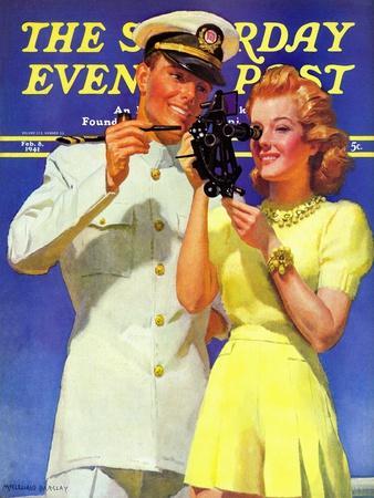 "Naval Officer & Redhead," Saturday Evening Post Cover, February 8, 1941
