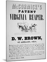 Mccormick's Patent Virginia Reaper Advert, 1850-null-Mounted Giclee Print