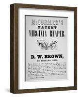 Mccormick's Patent Virginia Reaper Advert, 1850-null-Framed Giclee Print