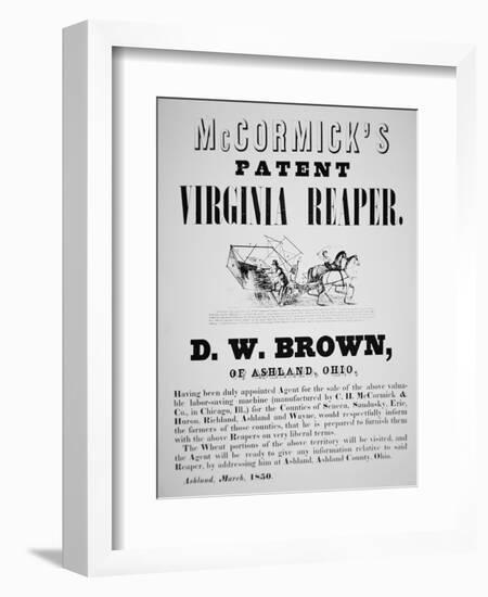 Mccormick's Patent Virginia Reaper Advert, 1850-null-Framed Giclee Print