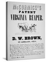 Mccormick's Patent Virginia Reaper Advert, 1850-null-Stretched Canvas