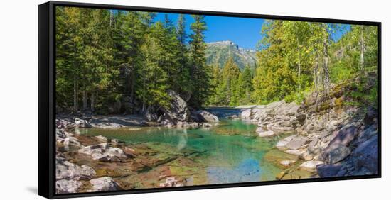 Mcdonald Creek Along Going-To-The-Sun Road at Us Glacier National Park, Montana, USA-null-Framed Stretched Canvas