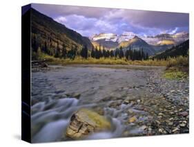 Mcdonald Creek and Garden Wall in Glacier National Park, Montana, USA-Chuck Haney-Stretched Canvas