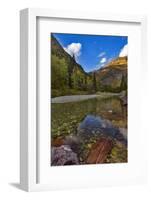 Mcdonald Creek in Autumn with Garden Wall in Glacier National Park, Montana, USA-Chuck Haney-Framed Photographic Print