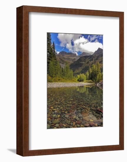 McDonald Creek with Garden Wall in early autumn in Glacier National Park, Montana, USA-Chuck Haney-Framed Photographic Print