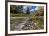 Mcdonald Creek with the Garden Wall in Glacier National Park, Montana, Usa-Chuck Haney-Framed Photographic Print