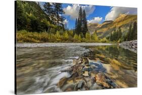 Mcdonald Creek with the Garden Wall in Glacier National Park, Montana, Usa-Chuck Haney-Stretched Canvas