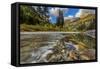 Mcdonald Creek with the Garden Wall in Glacier National Park, Montana, Usa-Chuck Haney-Framed Stretched Canvas