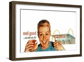 McDonald's Restaurant Advertisement from the 1950's, McDonald's Corp-null-Framed Art Print