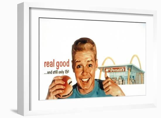 McDonald's Restaurant Advertisement from the 1950's, McDonald's Corp-null-Framed Art Print