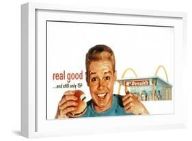 McDonald's Restaurant Advertisement from the 1950's, McDonald's Corp-null-Framed Art Print