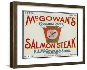 McGowan, Washington - Keystone Salmon Case Label-Lantern Press-Framed Art Print