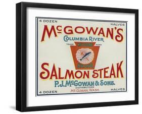 McGowan, Washington - Keystone Salmon Case Label-Lantern Press-Framed Art Print