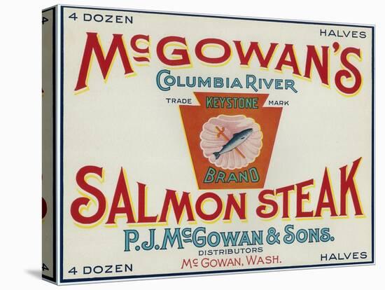 McGowan, Washington - Keystone Salmon Case Label-Lantern Press-Stretched Canvas