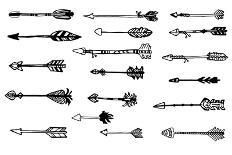 Doodle Hand Drawn Arrows Set. Vector Hand Drawn Sketch. Hunting Doodles-mcherevan-Art Print