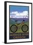 McKenzie River, Bicycle Scene-Lantern Press-Framed Art Print