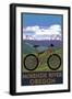 McKenzie River, Bicycle Scene-Lantern Press-Framed Art Print