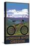 McKenzie River, Bicycle Scene-Lantern Press-Stretched Canvas