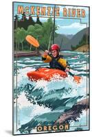 McKenzie River, Oregon - Kayak Scene-Lantern Press-Mounted Art Print