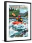 McKenzie River, Oregon - Kayak Scene-Lantern Press-Framed Art Print