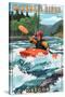 McKenzie River, Oregon - Kayak Scene-Lantern Press-Stretched Canvas