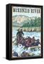 McKenzie River, Oregon - Rafting Scene-Lantern Press-Framed Stretched Canvas