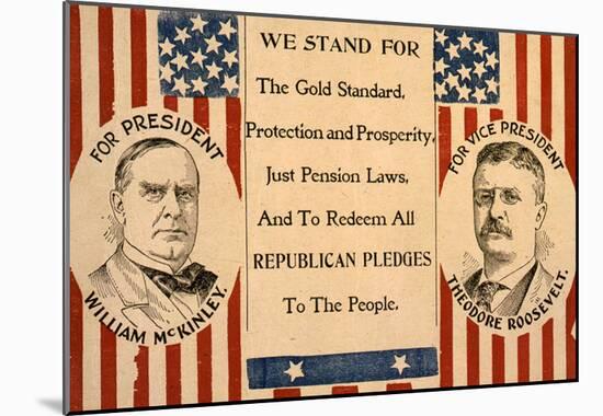 McKinley Roosevelt for President Historical Political Poster Print-null-Mounted Poster