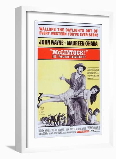 Mclintock!, John Wayne, Maureen O'Hara, Patrick Wayne, Stefanie Powers, 1963-null-Framed Art Print