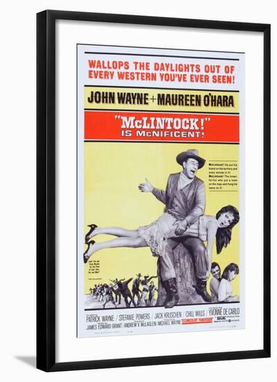 Mclintock!, John Wayne, Maureen O'Hara, Patrick Wayne, Stefanie Powers, 1963-null-Framed Art Print