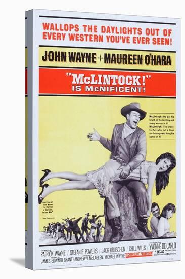 Mclintock!, John Wayne, Maureen O'Hara, Patrick Wayne, Stefanie Powers, 1963-null-Stretched Canvas