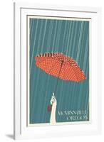 McMinnville, Oregon - Umbrella - Letterpress-Lantern Press-Framed Art Print