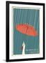 McMinnville, Oregon - Umbrella - Letterpress-Lantern Press-Framed Art Print