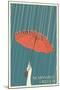 McMinnville, Oregon - Umbrella - Letterpress-Lantern Press-Mounted Art Print