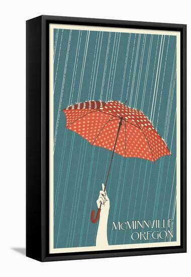 McMinnville, Oregon - Umbrella - Letterpress-Lantern Press-Framed Stretched Canvas