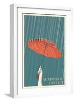 McMinnville, Oregon - Umbrella - Letterpress-Lantern Press-Framed Art Print