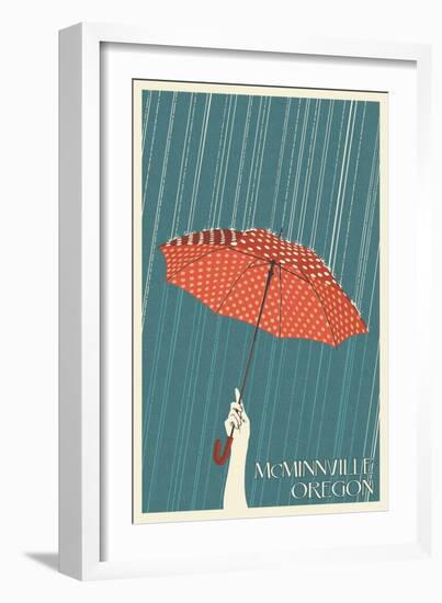 McMinnville, Oregon - Umbrella - Letterpress-Lantern Press-Framed Art Print