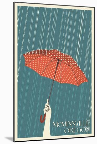 McMinnville, Oregon - Umbrella - Letterpress-Lantern Press-Mounted Art Print