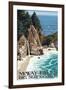 McWay Falls - Big Sur Coast, California-Lantern Press-Framed Art Print