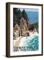 McWay Falls - Big Sur Coast, California-Lantern Press-Framed Art Print