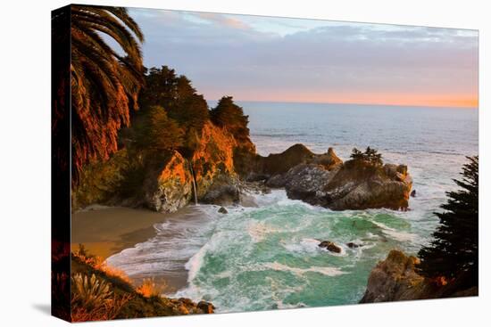 Mcway Falls in Big Sur at Sunset, California-Andy777-Stretched Canvas