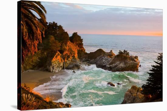 Mcway Falls in Big Sur at Sunset, California-Andy777-Stretched Canvas