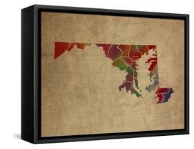 MD Colorful Counties-Red Atlas Designs-Framed Stretched Canvas