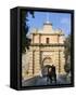 Mdina Gate with Horse Drawn Carriage, Mdina, Malta, Mediterranean, Europe-Stuart Black-Framed Stretched Canvas